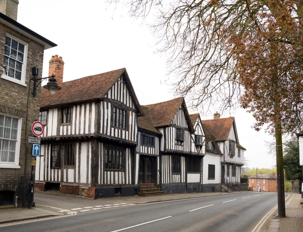 A street view of Sudbury showing old properties