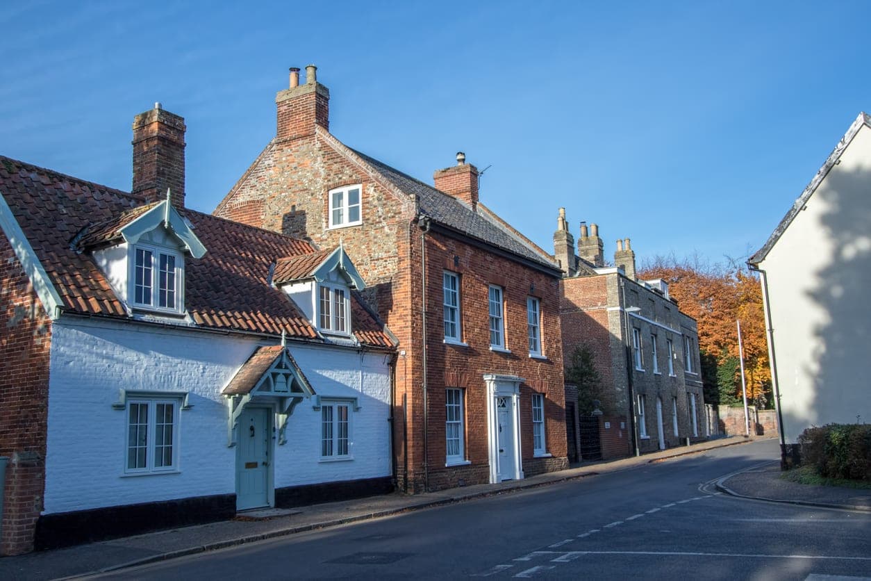A street view of Wymondham town center in Norfolk