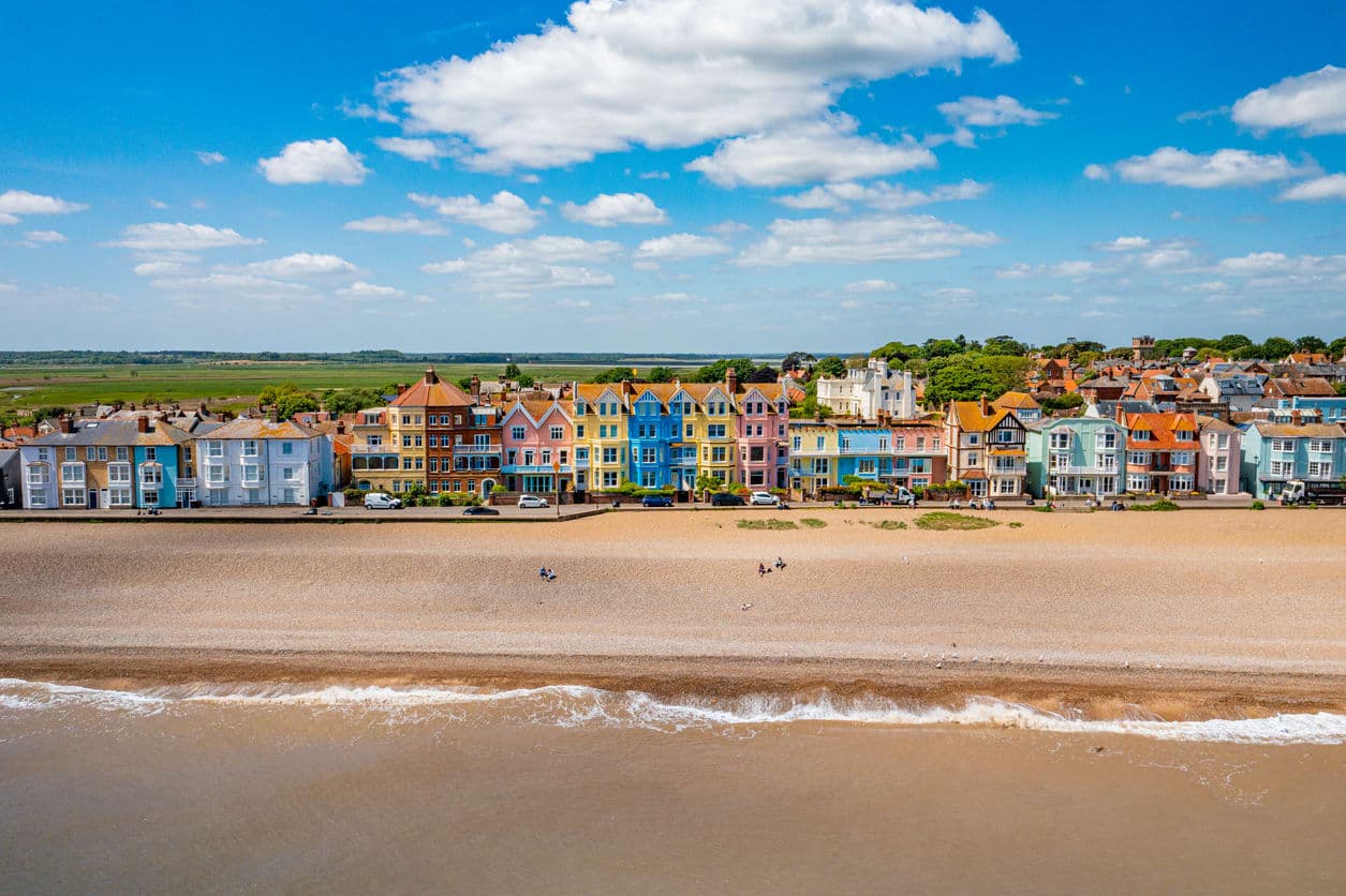 An aerial view of aldeburgh taken from the sea front